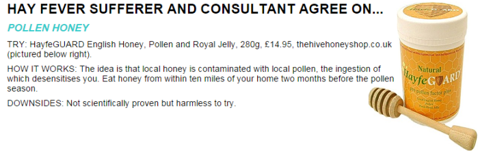 honey for allergy