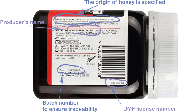 how to real the label of manuka honey jar