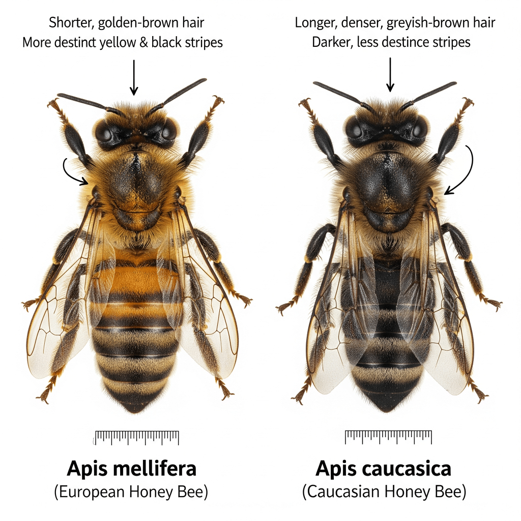 what is the difference between apis mellifera and apis caucasica?